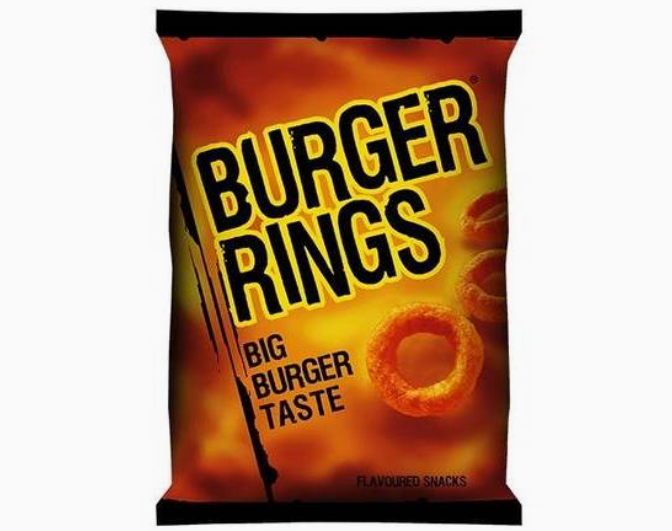 Burger Rings Burger Taste Snacks Party Size Bag 220g